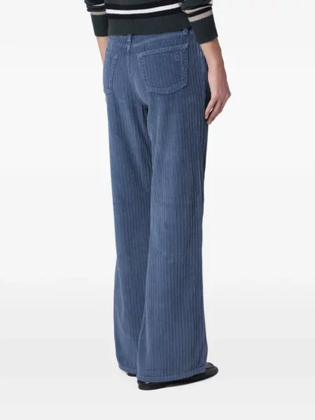 Pantaloni Alexandra Golovanoff de catifea cord evazate albastru