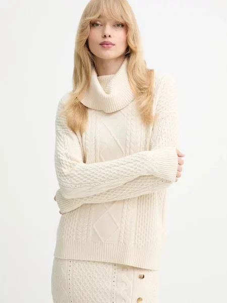 Fracomina pulover light cu guler bej