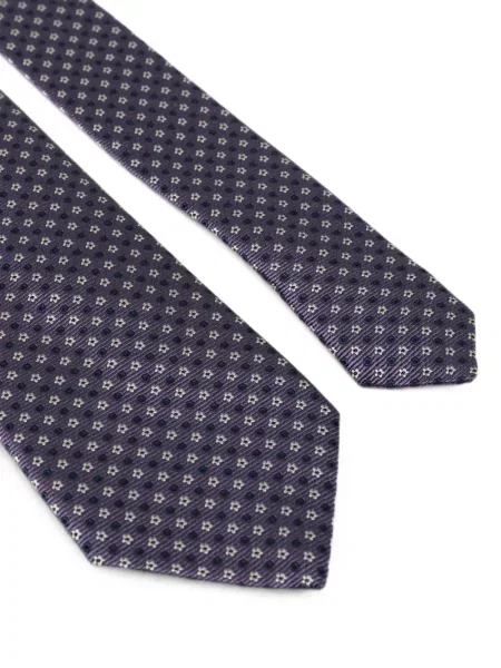 Cravată Canali de mătase cu imprimeu geometric violet