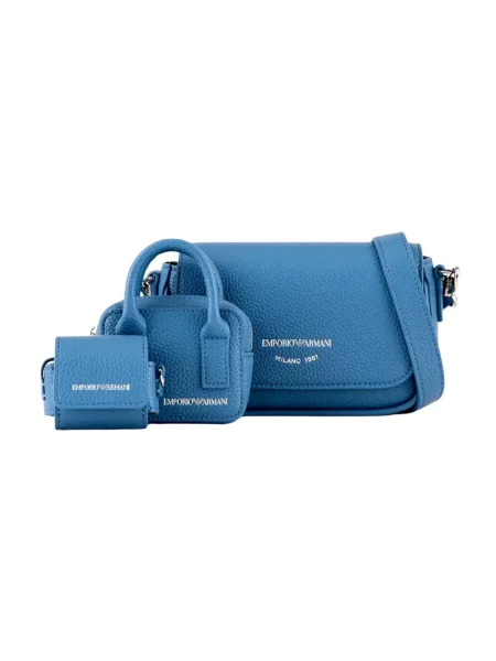 Pasek Emporio Armani skórzany niebieski