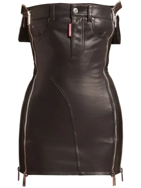 Rochie mini Dsquared2 din piele negru