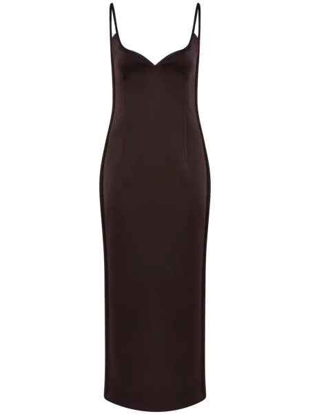 Rochie midi Paris Georgia cu motiv cu inimi până la genunchi de costum maro