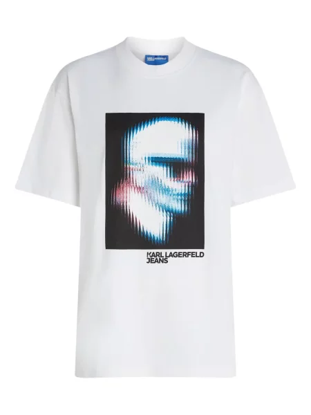 Tricou Karl Lagerfeld Jeans cu imagine alb