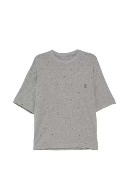 Tricou Croquis cu broderie cu buline gri