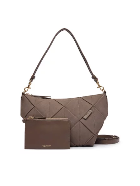 Calvin Klein Rankinė Woven Sueded Shoulder Bag ruda