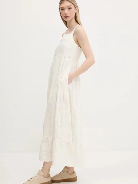 Superdry sukienka mini rozkloszowana beżowy