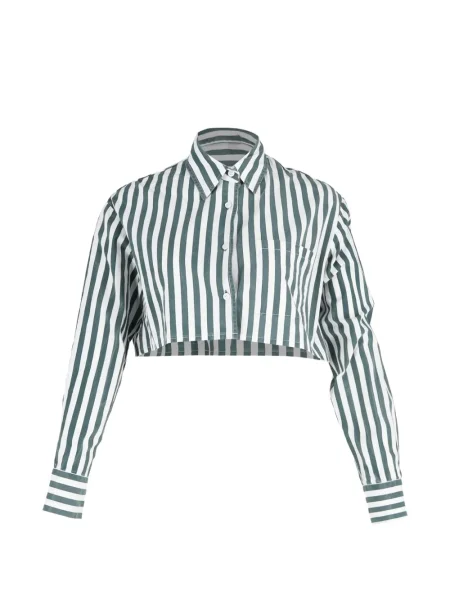 Cămașă The Frankie Shop cu dungi lungă verde