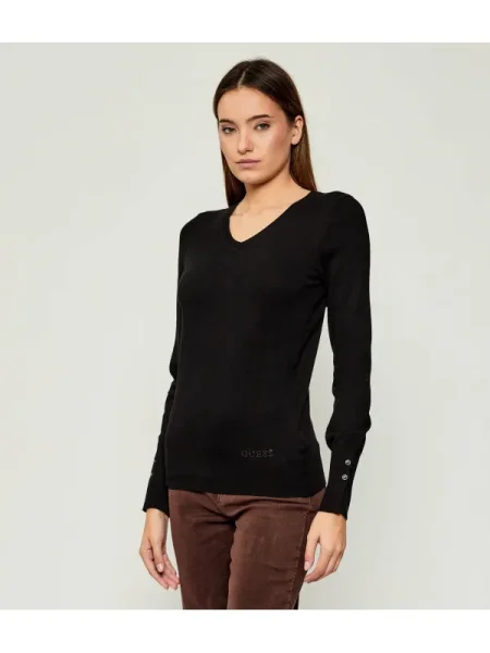 Pulover Guess cu decolteu în V negru