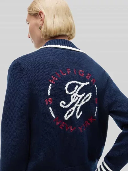 Kardigan rozpinany o kroju relaxed fit z czystej bawełny Tommy Hilfiger niebieski