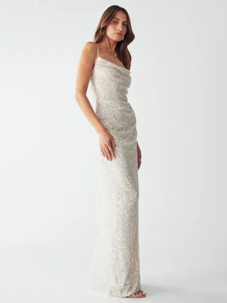 BWLDR Rochie de seară INDY auriu alb