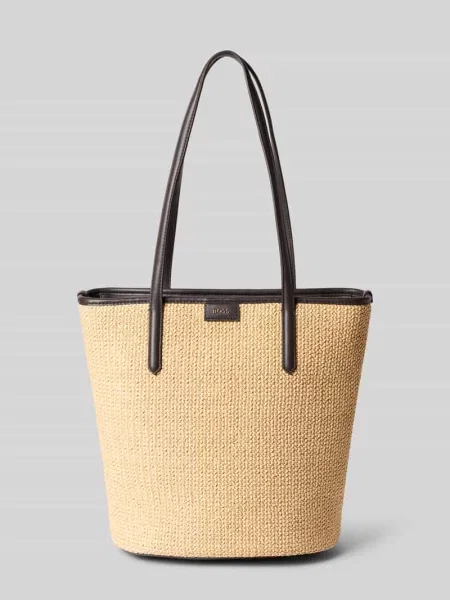 Torba shopper z detal z logo model JALA SHOPPER' Boss beżowa