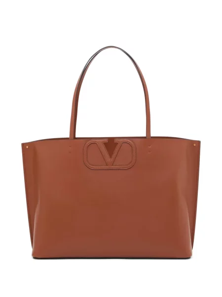 Geantă shopper Valentino Garavani maro