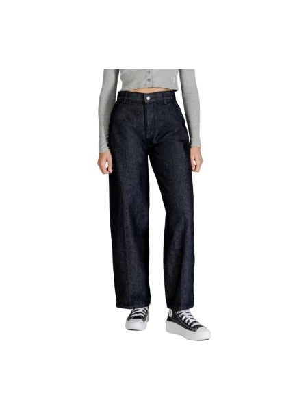 Jeansy Calvin Klein z wysoką talią niebieskie