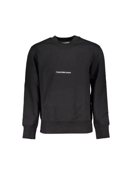 Bluza polarowa Calvin Klein Jeans z okrągłym dekoltem polarowa czarna