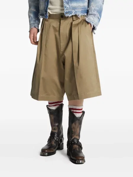Pantaloni scurți Dsquared2 plisate maro