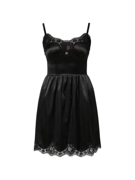 Rochie mini Dolce & Gabbana fără mâneci din dantelă negru