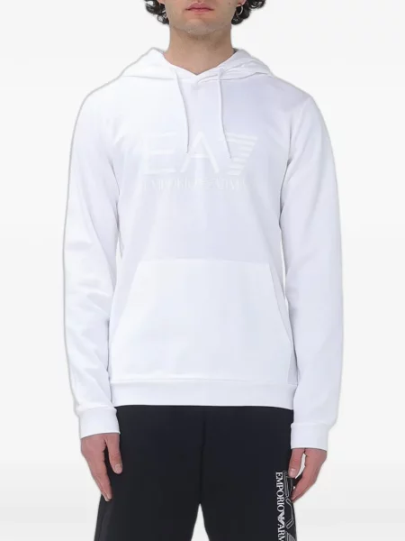 Hanorac cu glugă Ea7 Emporio Armani cu imagine alb