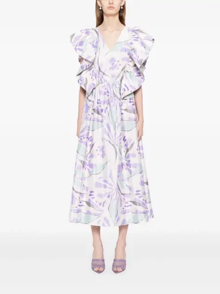 Sukienka midi Saiid Kobeisy z falbankami do kolan garniturowa