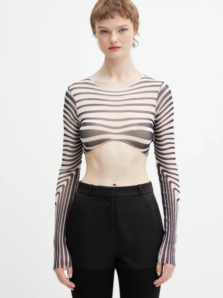 Jean Paul GAULTIER longsleeve Morphing Stripes beżowy