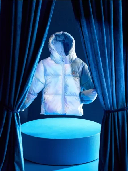 Sinsay Prošívaná puffer bunda s kapucí Frozen modrá