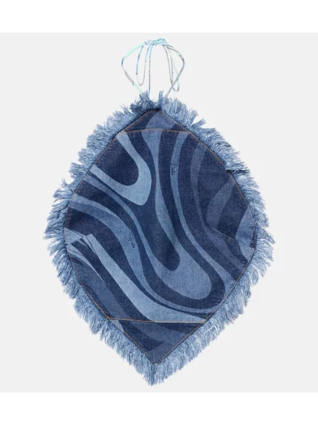 Top Pucci cu gât halter albastru