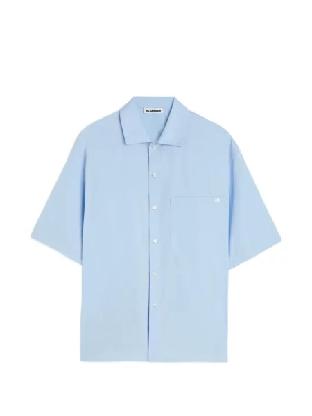 Cămașă Jil Sander cu broderie din poplin albastru