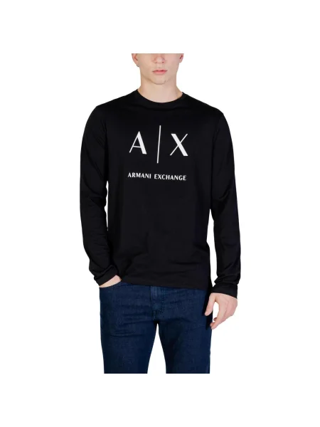 Tricou cu mânecă lungă Eax negru