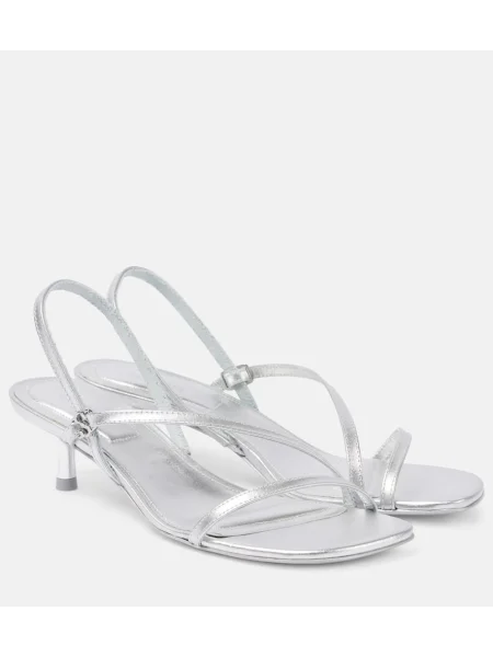 Sandały Simkhai skórzane z otwartą piętą srebrne