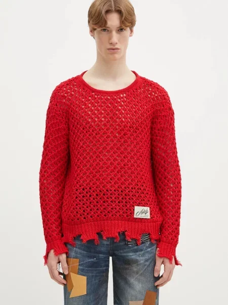 Andersson Bell pulover Damaged Boatneck bărbați rosu călduros