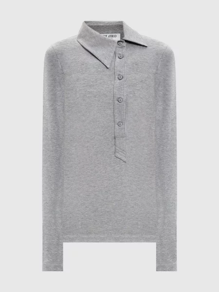 Меланжеве поло з логотипом The Attico сіре