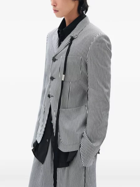 Pruhované pruhované sako Ann Demeulemeester černé