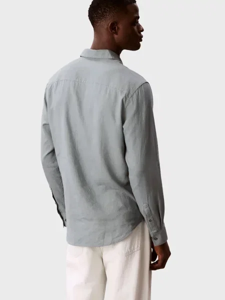 Льняной повседневный джинсовая рубашка Calvin Klein Jeans зеленый