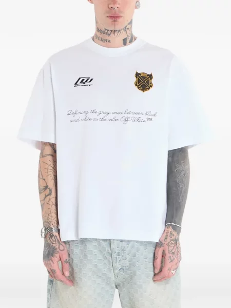 Tricou Off-white cu broderie alb