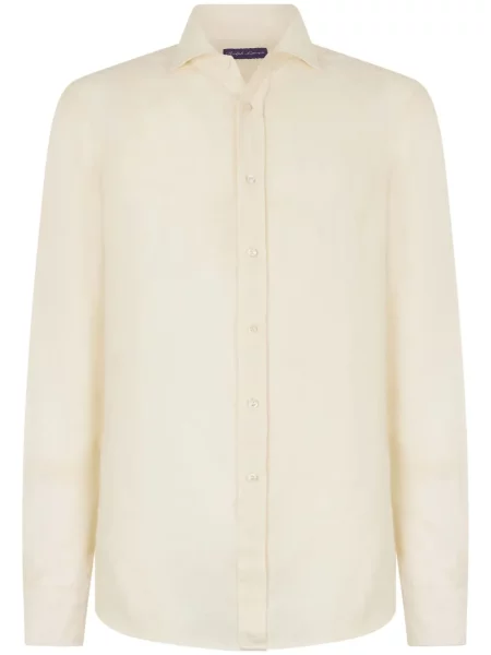 Lněné lněná košile Ralph Lauren Purple Label bílé