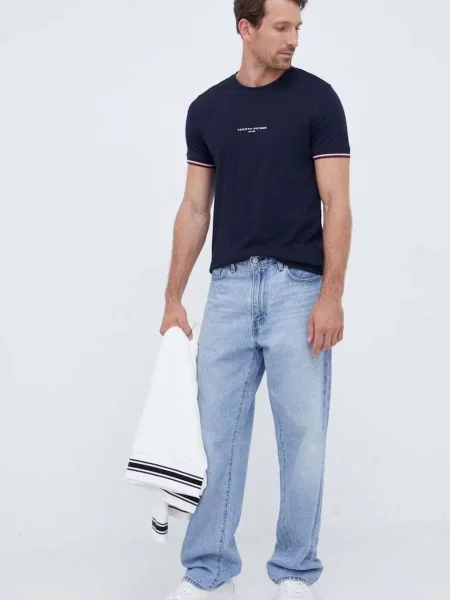 Koszulka Tommy Hilfiger Tommy Logo Tipped Tee Blue L niebieska