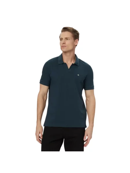 Calvin Klein Jeans Koszulka Polo Z Pikowanym Wzorem Classic Fit blau niebieska
