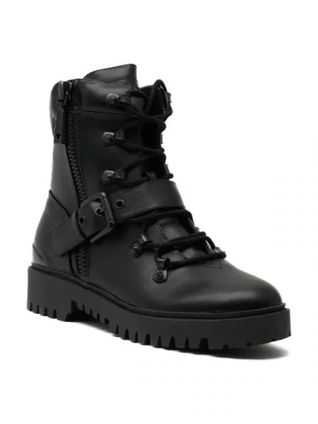 Guess Botine OKLEE cu adaos de piele negru