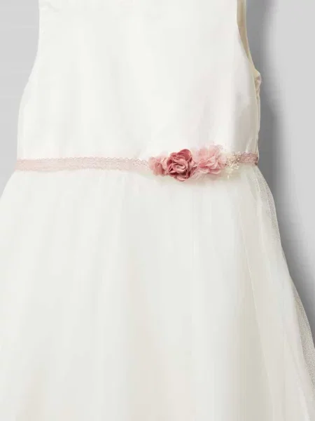 Sukienka z kwiatową aplikacją Une Hautre Couture biała