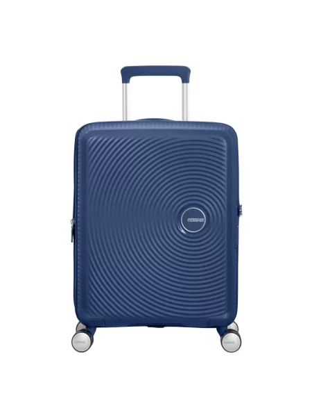 Lniana walizka American Tourister niebieska