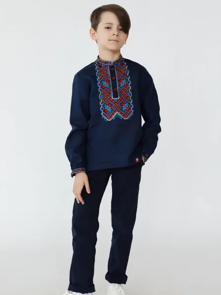 Детская рубашка Folk Moda синяя