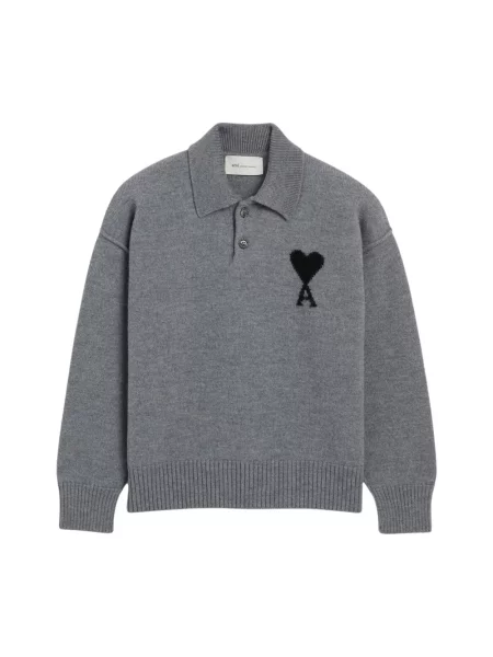 Koszulka polo Ami Paris szara