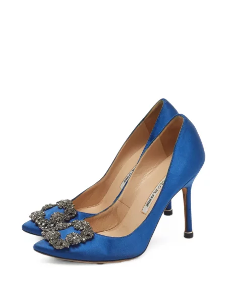 Pantofi cu toc Manolo Blahnik cu cataramă albastru