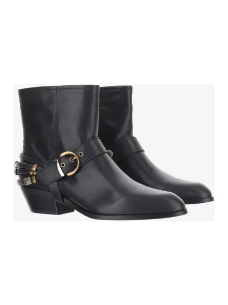 Buty do kostki Pinko skórzane czarne