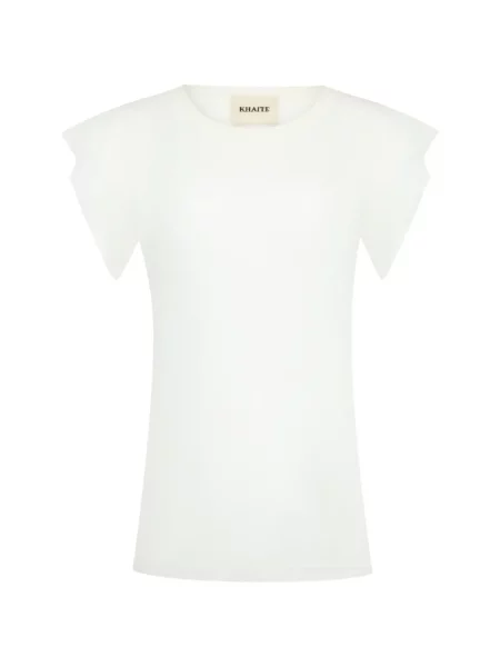 Tricou Khaite cu volane alb
