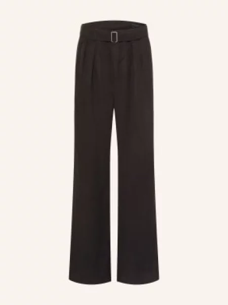Allsaints Spodnie Marko O Regularnym Kroju Z Lnu schwarz czarne