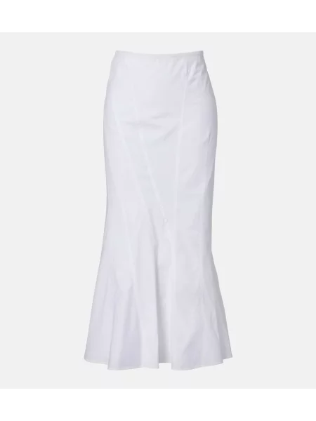 Fustă midi Fforme din poplin alb