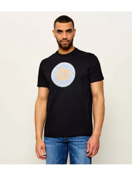 GUESS Tricou MOSAIC TILE negru