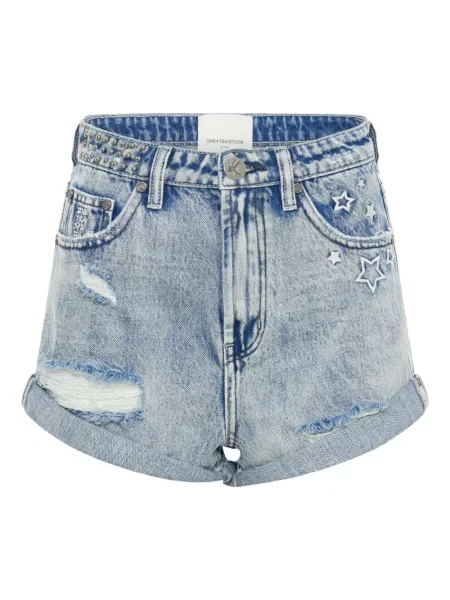 Szorty One Teaspoon z przetarciami niebieskie