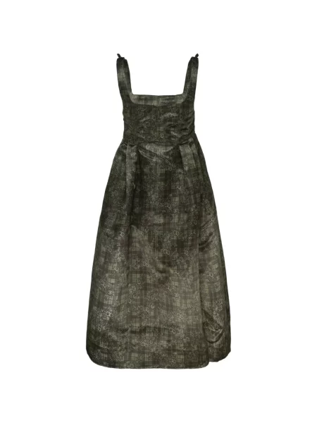 Rochie midi Ganni în carouri cu imagine verde