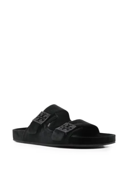 Sandale Tory Burch de catifea cu cataramă negru